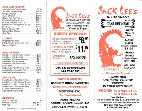 jacklees menu|chinese food in cornwall ontario.